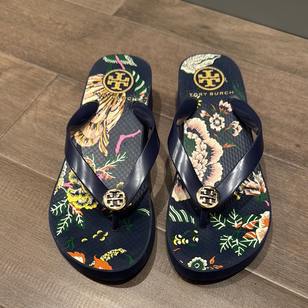 Tory Burch Floral Flip Flops